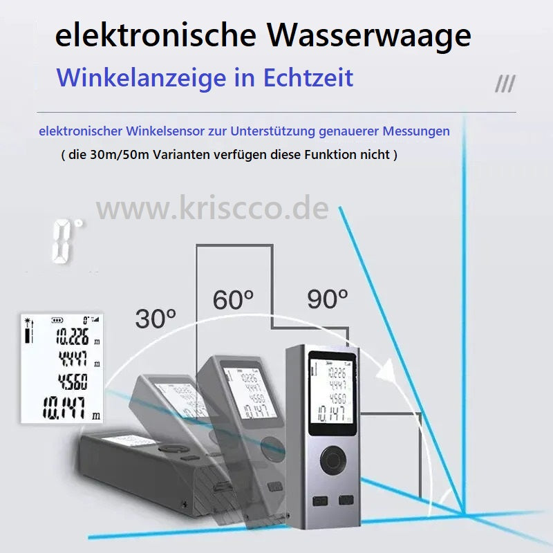 Mini-Laser-Entfernungsmesser 30 / 50 / 60 Meter, Winkelmessung, Micro USB Ladeanschluss